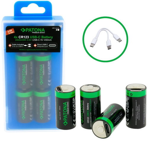 PATONA PREMIUM CR123A 800 mAh 4 ks - Rechargeable Battery - Main image