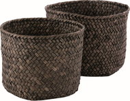 Compactor set of 2 woven baskets MIKA, smoke brown - Storage Box