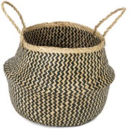 Compactor knitted storage basket Belly M, seagrass natural with black - Small Basket
