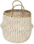 Compactor knitted storage basket Belly S, seagrass natural with white - Small Basket