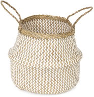 Compactor knitted storage basket Belly M, seagrass natural with white - Small Basket