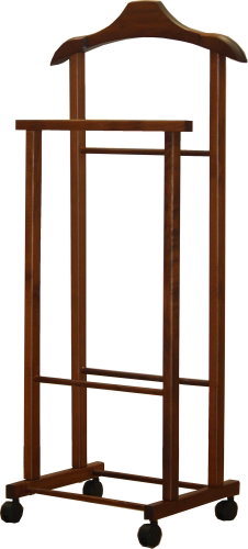 Compactor Hector 2 Suit Stand, Double on Wheels, Natural Walnut - Clothes Hanger - Main image