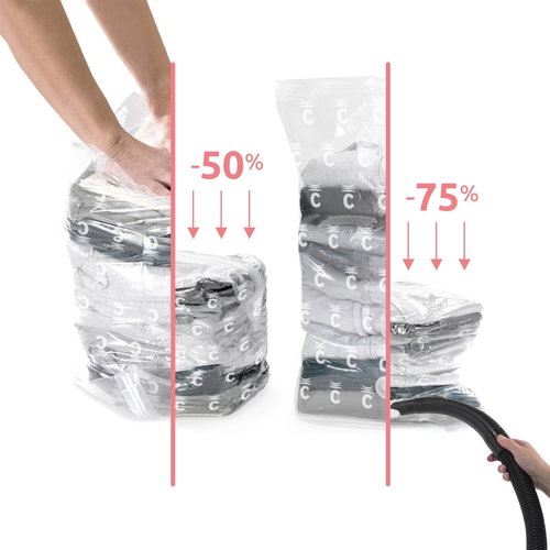 Compactor Vacuum Storage Bag DUAL Cube M - for use with vacuum cleaner and by hand, 65 x 33 x 74 cm - Vacuum Bag - Main image