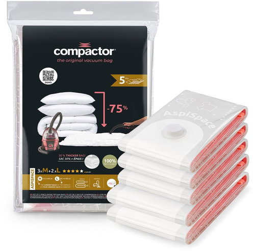 Compactor Bag Aspispace szett, 3× M 70 liter + 2× L 120 liter - Vákuumzsák - Fő fotó