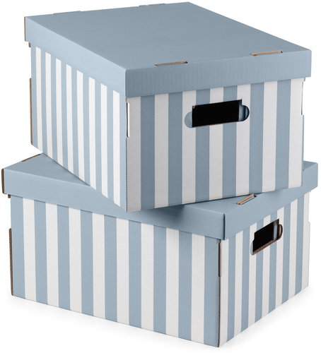 Compactor Mariniere Set of 2 cardboard storage boxes, blue - Storage Box - Main image