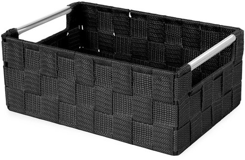 Compactor Storage basket with metal handles Stan, woven webbing, black S - Storage Box - Main image