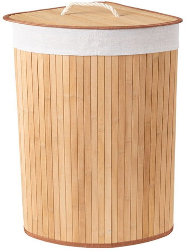 Compactor Folding corner laundry basket Bamboo, white - Laundry Basket - Main image