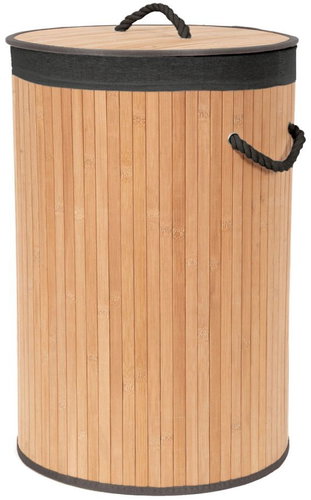 Compactor Foldable Round Laundry Basket Bamboo, Black - Laundry Basket - Main image