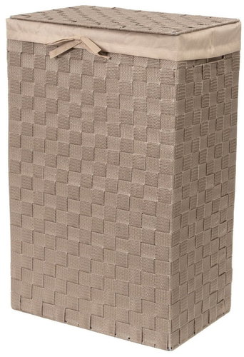 Compactor laundry basket with lid Stan, brown - Laundry Basket - Main image