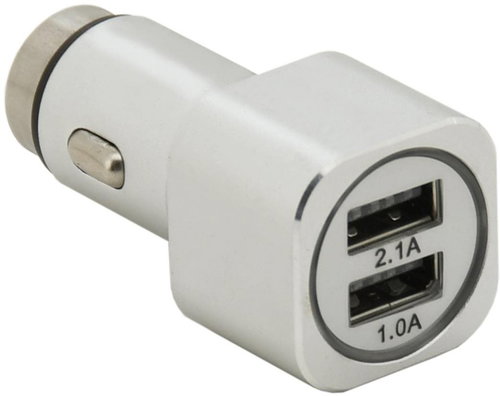 COMPASS Plug 2xUSB 5V (1,0+2,1A) 12/24V METAL - Car Adapter - Main image