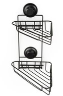 COMPACTOR Bestlock Black Double corner shelf for bathroom, without drilling, load capacity up to 12  - Shelf