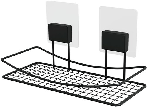 COMPACTOR Self-adhesive bathroom shelf, black - Shelf - Main image