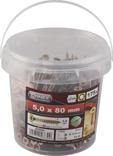 CONNEX UNI-csavar TX 5,0x80 mm, 175 db - Önmetsző csavar - Fő fotó