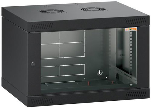 Conteg RQN-06-60/45 - 19" 6U wall-mounted rack, 572 × 450 mm, black - Data Cabinet - Main image