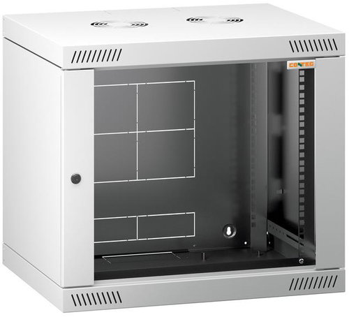 Conteg RQN-09-60/45 - 19" wall-mounted 9U rack, 572 × 450 mm, grey - Data Cabinet - Main image
