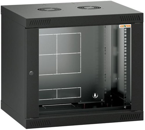 Conteg RQN-09-60/45 - 19" wall-mounted 9U rack, 572 × 450 mm, black - Data Cabinet - Main image