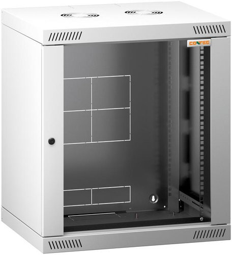Conteg RQN-12-60/45 - 19" wall-mounted rack 12U, 572 × 450 mm, grey - Data Cabinet - Main image