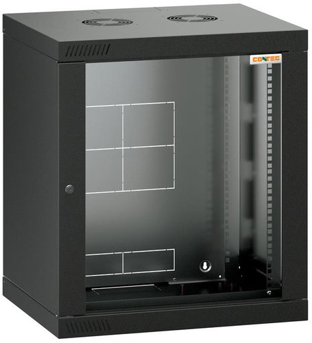 Conteg RQN-12-60/45 - 19" wall-mounted rack 12U, 572 × 450 mm, black - Data Cabinet - Main image