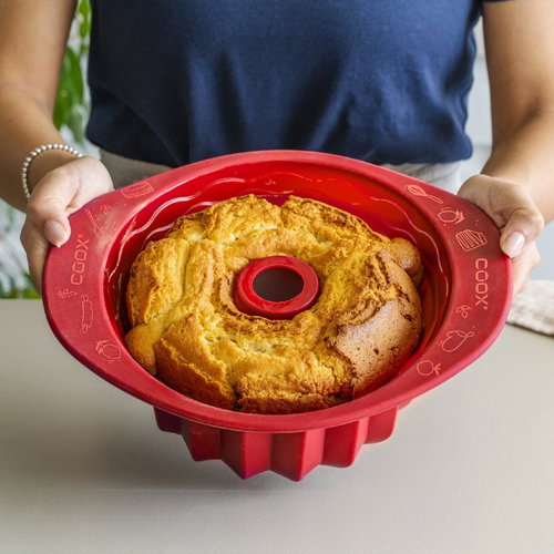 COOX Silicone cake mould with gripping rim diameter 24 cm, red - Baking Mould - Main image
