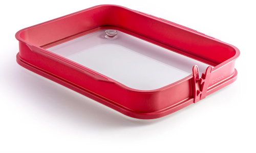 COOX Oven tray with glass base and legs 36 × 27 cm, red - Roasting Pan - Main image