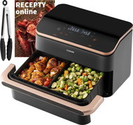 Cosori Dual Blaze TwinFry Smart 10L, moduláris kosár + fogó - fekete - Airfryer