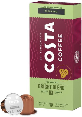 Costa Coffee Bright Blend 100% Arabica Espresso 10 Capsules - Compatible with Nespresso Coffee Machines - Kávové kapsle - Main image