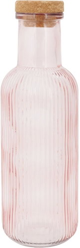 Cosy & Trendy Glass bottle Raya with cork cap, 1 l, pink - Carafe  - Main image