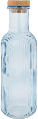 Cosy & Trendy Glass bottle Raya with cork cap, 1 l, blue - Carafe  - Main image