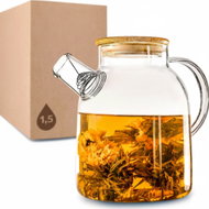 Cosumy Glass teapot 1,5 l with filter in spout and bamboo lid - Tea Kettle