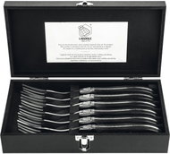 Lou Laguiole Luxury Line Sada steakových vidliček, rukojeť z černého ebenu, 6 ks, délka 250 mm - Cutlery Set