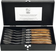 Lou Laguiole Luxury Line Sada steakových vidliček, rukojeť z olivového dřeva, 6 ks, délka: 230 mm - Cutlery Set