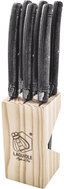 Lou Laguiole MONTARGO Premium Line Steakové nože, černá stonewash, 6 ks - Knife Set