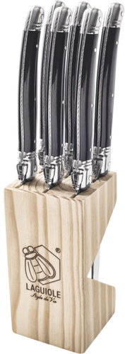 Lou Laguiole MONTARGO Premium Line Steak Knives Black, 6 pcs - Knife Set - Main image