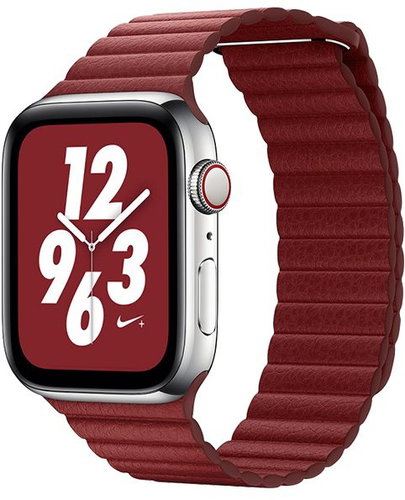COTEetCI Loop Band Leather Magnetic Strap for Apple Watch 42/44/45/Ultra 49mm Red - Watch Strap - Main image
