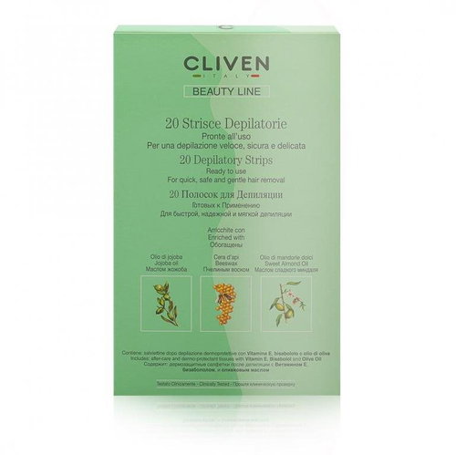 Cliven Depilatory wax strips for body, 20 pcs - Depilatory Strips - Main image