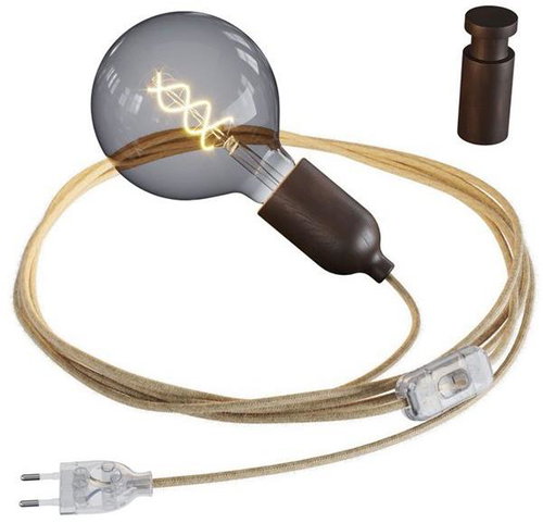 Creative Cables Wall Socket Lamp with Switch Snake Wood Dark Wood - Table Lamp - Main image