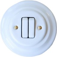 Switch CeramicHomeCZ Porcelánový dvojvypínač 6/6 kompletní bílý - Vypínač