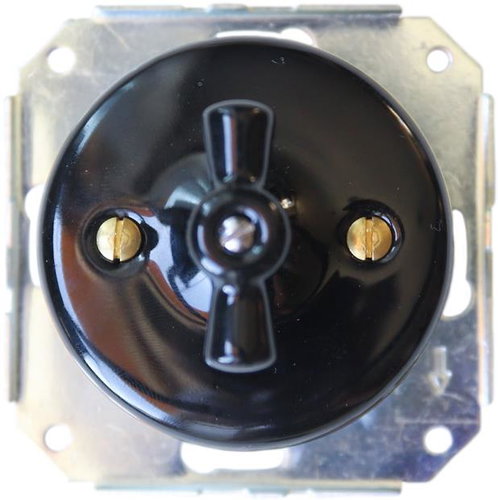 CeramicHomeCZ Porcelain rotary switch without frame type 6 black - Light Switch - Main image