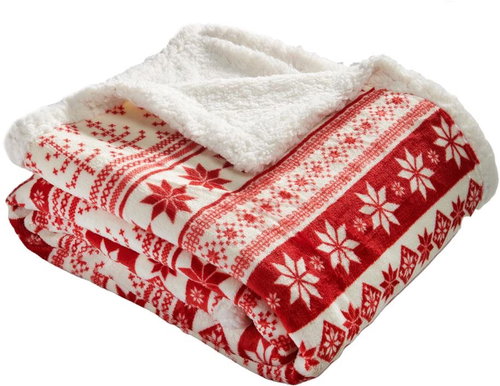 Top blanket lamb 150×200 - poinsettia red - Blanket - Main image