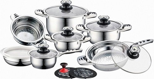 CS KOCHSYSTEME Stainless steel cookware set with thermometer AURICH 16pcs CS-065843 - Cookware Set - Main image