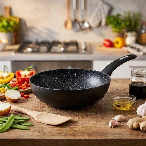 CS KOCHSYSTEME WOK pan with marble surface MARBURG 28cm - Wok Pan - Main image