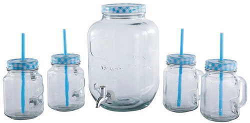 CS Solingen Drinks Dispenser and Glass Set 4pcs blue - Drinks Dispenser - Main image