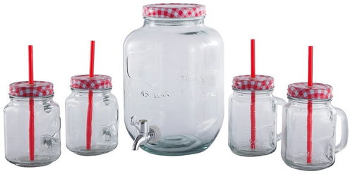 CS Solingen Drink Dispenser and Glass Set 4pcs Red - Drinks Dispenser - Main image