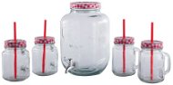 CS Solingen Getränkespender inklusive 4-teiliges Glasset - rot - Getränkeautomat 