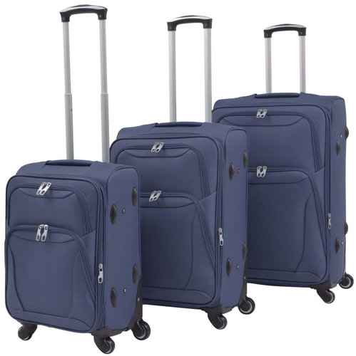 Shumee 3-piece set of soft suitcases on wheels, dark blue - Case Set - Main image