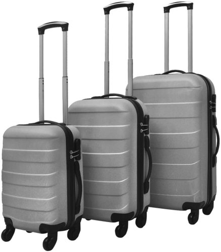 Shumee Set of three wheeled suitcases 45,5/55/66 cm, silver - Case Set - Main image