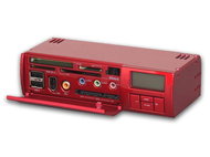 AKASA Control panel, červený (red), panel do 5.25" pozice, 21 funkcí, displej, USB, FW, SATA, audio  - Front Panel