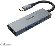 AKASA USB Type-C 4-in-1 Hub - 2 x USB3.0 Type A + PD Type C HDMI-vel / AK-CBCA19-18BK - Port replikátor