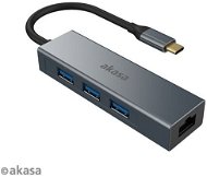 AKASA C típusú USB 4-az-1-elosztó - 3 x USB3.0 A típusú Ethernet / AK-CBCA20-18BK - USB Hub