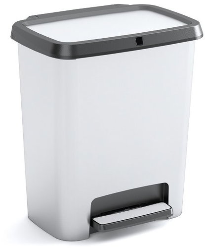Curver Compatta Style Recycled Steel Waste Bin 12 + 12L, Silver - Rubbish Bin - Main image